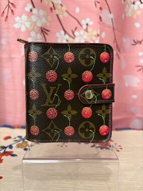 Louis Vuitton Monogram Murakami Cerises Cherry Compact Zip Wallet RARE COA